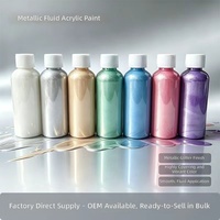 Peinture acrylique liquide métallisée non toxique haute brillance 7 couleurs pour l'art fluide, la peinture goutte à goutte DIY et les créations d'ours en peinture fluide