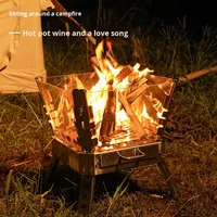 Poêle à bois portable Luling en acier inoxydable avec foyer visuel et verre microcristallin pour chauffage extérieur et équipement de barbecue