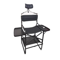 Heavy Duty Tall Directors Chair Bar Hauteur Chaise De Maquillage Pliante Siège Rembourré Table D'appoint Noir-sans Appui-Tête Durable Pliable