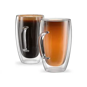 Tazza da tè in vetro a doppia parete resistente al calore ad alta borosilicato di vendita calda 2021