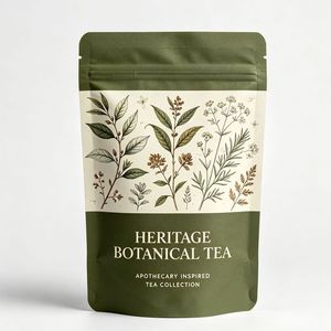 High Barrier Aluminum Foil Matte Finish <b>Zip</b> <b>Lock</b> Resealable Odor Proof Tear Notch Stand Up Pouch For Premium Tea Packaging <b>Bag</b> - Product Image 5
