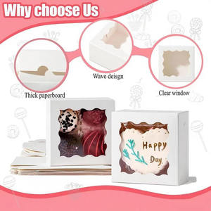 กล่องกระดาษแข็งสีขาว B681กล่องคุกกี้ทรัฟเฟิลช็อกโกแลตบรรจุภัณฑ์เบเกอรี่ขนาดเล็กที่มีหน้าต่างบรรจุภัณฑ์กล่องขนมโดนัทสบู่บราวนี่ - Product Image 2