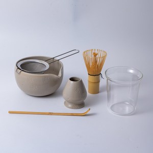 Juego de Té Matcha de Cerámica de 6 Piezas, Diseño Floral Pequeño con Salpicaduras de Tinta, Tazón, Taza de Vidrio y Soporte para Batidor Estilo Japonés (103) - Product Image 4