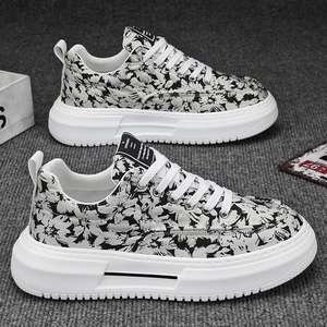 2026 Spring New Style Breathable Fabric Fashion Platform Sneakers Thick-Soled Printed Retro White Sneakers for Men <b>Fitness</b> <b>Shoes</b> - Product Image 6