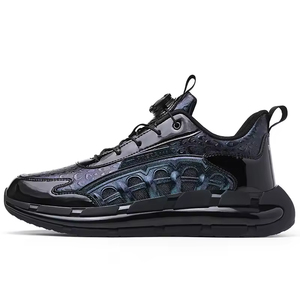 Baskets Chunky Noires pour Hommes en Maille Respirante à Lacets – Chaussures de Sport Décontractées pour Hommes avec Semelle Extérieure en Caoutchouc – Chaussures de Cricket Toutes Saisons - Product Image 2