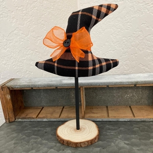 Decoración <span class=keywords><strong>de</strong></span> Calabaza <span class=keywords><strong>de</strong></span> Tela para Halloween con Dos Calabazas <span class=keywords><strong>de</strong></span> Peluche y un <span class=keywords><strong>Sombrero</strong></span> <span class=keywords><strong>de</strong></span> <span class=keywords><strong>Bruja</strong></span>, con Lindos Estampados como Calabazas Pequeñas y Puntos - Product Image 2