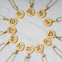 Lincy 12 Horoscopes Zodiaque Pendentif Collier En Acier Inoxydable Bijoux pour Femmes Hommes Pendentif 12 Constellés Collier