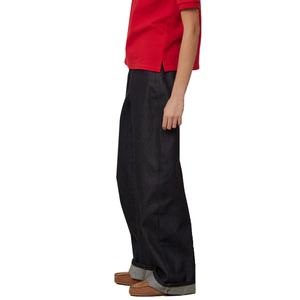 Wholesale Fashion Casual <b>Soft</b> and Structured Deep Blue Baggy <b>Jeans</b> Non Fade Selvedge <b>Denim</b> Buckle Men's <b>Jeans</b> - Product Image 2