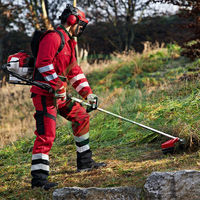 Nueva Desbrozadora Agricon GX-35 Roja de Acero Inoxidable a Gasolina con Mochila, Recortadora de Maleza y Bordeadora, 8 Accesorios para Agricultura y Jardinería