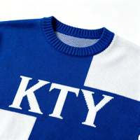 Pull en tricot personnalisé avec logo pour homme, vêtements pour homme, mode d'hiver, manches longues, bleu et blanc mélangés, pull-over