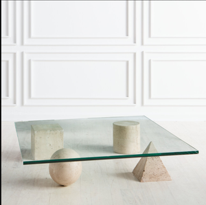 Bắc Âu Khối Đá Khối Đồ Nội Thất Travertine Cơ Sở Hiện Đại Tempered <span class=keywords><strong>Glass</strong></span> Bảng <span class=keywords><strong>Top</strong></span> Marble Với <span class=keywords><strong>Glass</strong></span> Bàn Cà Phê - Product Image 2