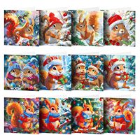 Kit de cartes de vœux de Noël DIY à peindre au diamant, motifs animaux mignons (Panda, Chat, Chien), avec diamants de formes spéciales, ensemble de cartes de vœux de fêtes