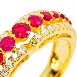 Anillo de plata 925 con circonita rubí y baño de oro de 18K de UM Jewelry, adecuado para hombres y mujeres, uso diario, regalo de aniversario de bodas, fiesta. - Product Image 2