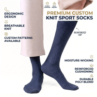 Chaussettes de sport pour hommes personnalisées avec logo, respirantes, en maille, confortables, avec coussinets, chaussettes de sport mi-mollet, chaussettes habillées en mélange de polyester tricoté de qualité supérieure, vente en gros OEM