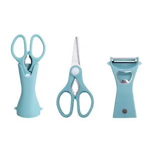 Food Scissors Stainless Steel 3-in-1 Peeler Magnetic Refrigerator Kitchen Tools Convenient Two-piece Household Scissors