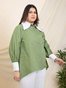 เสื้อเชิ้ตผ้าป๊อปลินเนื้อแน่นสำหรับผู้หญิงไซส์ใหญ่ คอปกพับ แขนยาว ลายดอกไม้ แต่งผ้าแบบแพทช์เวิร์ค เหมาะสำหรับงานปาร์ตี้ สไตล์ตะวันตก ลำลอง - Product Image 5