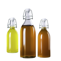 Venta al por mayor Swing Top botella de vidrio 60ml 100mL 250ml 500ml 750ml 1000ml hermético transparente redondo bebida jugo cerveza agua leche