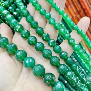 6-14mm <strong>Emerald</strong> Chalcedony Dark Green Agate Faceted Round <strong>Beads</strong> for Jewelry Craft DIY Approx: 380mm - Product Image 2