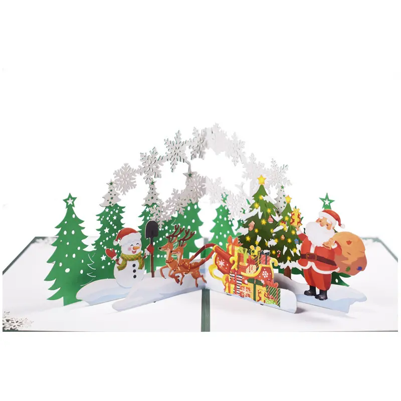 Wholesale handmade custom printing merry Christmas pop up 3D Christmas card