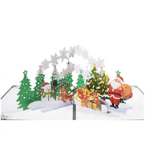 Wholesale Handmade Custom Printing Merry Christmas Pop Up 3D Christmas Card