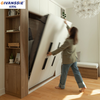 Lit Murphy moderne avec armoire 2 en 1, ensemble de meubles de chambre à coucher, design en bois, gain de place