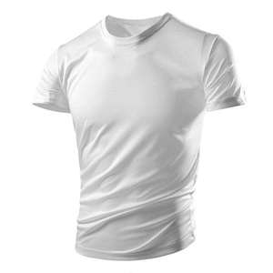 เสื้อยืดโพลีเอสเตอร์ 100% สีขาว สำหรับออกกำลังกาย วิ่ง แห้งเร็ว แบบดรายฟิต สำหรับผู้ชาย รับผลิตเสื้อยืดแบบ OEM พิมพ์ลายตามสั่ง ขายส่ง - Product Image 6
