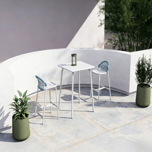 <span class=keywords><strong>Tavolo</strong></span> da Esterno in <span class=keywords><strong>Alluminio</strong></span> a 2 Posti, Resistente alle Intemperie e ai Raggi UV, Moderno e Confortevole, con Telaio in <span class=keywords><strong>Alluminio</strong></span> e Intreccio in Corda, per Bar, Cortili, Hotel e Ville - Product Image 1