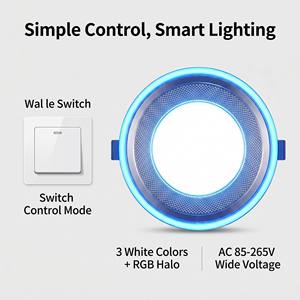 <span class=keywords><strong>Faretto</strong></span> <span class=keywords><strong>LED</strong></span> da Incasso Dimmerabile per Interni con <span class=keywords><strong>Pannello</strong></span> in Acrilico, Downlight <span class=keywords><strong>LED</strong></span> SMD2835, 3CCT Cambio Colore, Corpo in Metallo per Casa - Product Image 2
