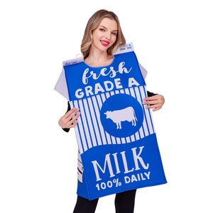 Nouvel ensemble de costumes amusants pour <span class=keywords><strong>couple</strong></span> en forme de carton de lait et de biscuits, tenue alimentaire fantaisie pour fête d'Halloween - Product Image 3