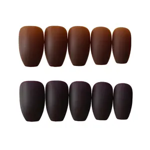 fake nail coffee Suppliers-Artificial Fingernails press on nail180-Ballet chocolate coffee frosted jump fake nailsPieceWear nail stickers 24Piece press on nails