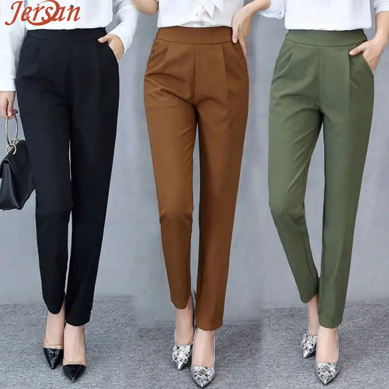 2022 Fashion Women Girls Spring Summer New Arrive Loose-fitting Long Pants Leisure Elastic Waist Solid Color Pants Clothes