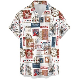 เสื้อเชิ้ตชายลำลองชายหาด แขนสั้น ลายพิมพ์นามธรรม คอตั้ง ปรับแต่งโลโก้ได้ ระบายอากาศดี ผ้าฝ้าย 100% สำหรับวันพักผ่อน - Product Image 1