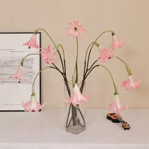 2 kafaları yapay gerçek dokunmatik PU beyaz pembe dtable Stramonium çiçek masa Centerpiece düğün dekorasyon için