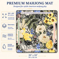 Tapis de Mahjong Américain Pliable, Tapis de Jeu en Néoprène Imprimé Personnalisé, Portable, Enroulable, Résistant à l'Eau, Antidérapant, 84x84 cm, Tapis de Table