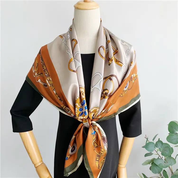 Bufanda de seda de morera pura 100% personalizada de gama alta 43.3in Pañuelo cuadrado grande ligero para envolturas de cabello para mujer