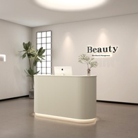 Petit comptoir de caisse en MDF avec rangement, bureau de réception minimaliste moderne et incurvé pour salon de beauté et magasin de vêtements
