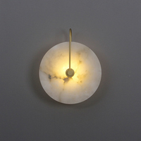 Applique murale moderne en albâtre, design rond, luminaire décoratif pour chambre et hôtel, lampe murale en pierre