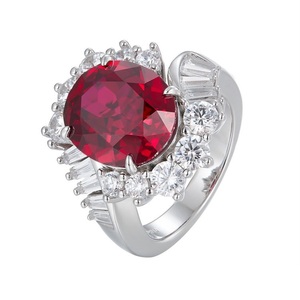 Joyería de Banquete Real Estilo Noble para Dama, Chapada en Plata 925 con Piedras Rojas de Sangre de Paloma Cultivadas en Laboratorio, para Alfombra Roja - Product Image 4
