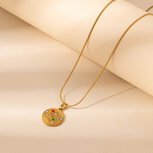 Mecylife hợp thời trang 12 thép không gỉ mạ vàng Vòng cổ với thiết kế kim cương phụ nữ hàng ngày mặc bản đồ vị trí - Product Image 3