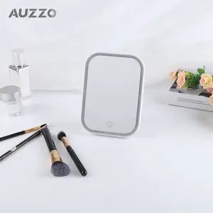 AUZZO Großhandel Small Smart Faltbarer Tisch Led Light Makeup Kosmetik spiegel Quadratischer Touchscreen Make Up Kosmetik spiegel