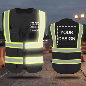 Chaleco de Seguridad Impermeable Personalizable ANSI Clase 2 con Franjas Reflectantes, Negro y Amarillo, Alta Visibilidad, Ropa de Trabajo para Hombres y Mujeres - Product Image 5