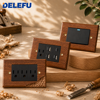 Interrupteur et prise murale DELEFU en noyer massif avec chargeur rapide USB A Type C 20W, prise US, panneau modulaire personnalisé
