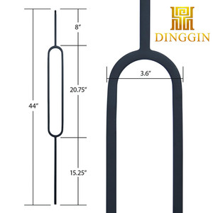 Phụ kiện cầu thang bằng sắt rèn đen tùy chỉnh, hình oval, kích thước 1/2 inch x 3-3/4 inch x 44 inch, dùng cho cầu thang gia đình - Product Image 4