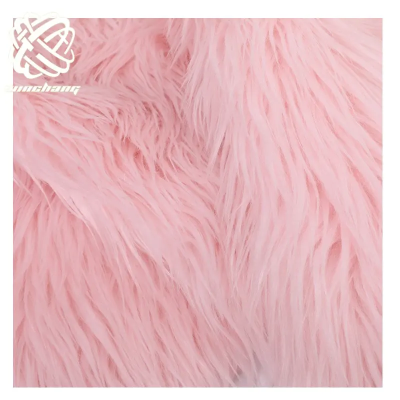 Stock Lot Long Pile Faux Fox Fur Pink Imitation Fur Acrylic Faux Fur Fabric