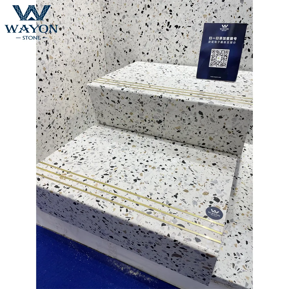 WT210 Iwayama Graue Fliesen Naturzement-Terrazzo platten Kunststein treppe