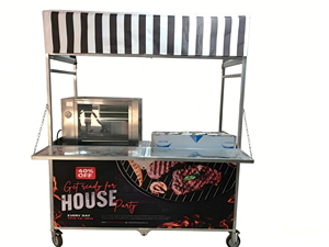 Gerobak Jajanan Lipat Stainless Steel Custom, Showcase Buah, Gerobak Dorong untuk Makanan Cepat Saji, Hot Dog, Snack, BBQ, dan <span class=keywords><strong>Dessert</strong></span> - Product Image 5