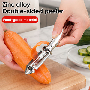 Éplucheur à double lame en alliage de zinc avec lames droites dentelées, éplucheur multifonctionnel pour légumes et fruits avec extracteur de pépins pour la cuisine - Product Image 1