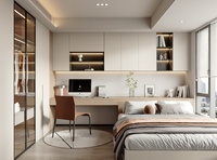 Ensemble de meubles de chambre à coucher modernes en bois pour enfants, personnalisable avec armoire intégrée et rangement, idéal pour appartement et maison de campagne