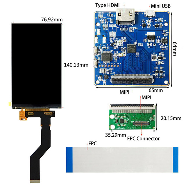 MIPI Driver Board 6 Inch 1440*2560 2K LS060R1SX02 Lcd Display Module Screen For 3D Printer Video Projector
