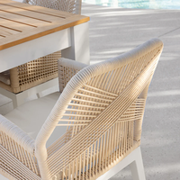 Ensemble de meubles d'extérieur en aluminium, table de jardin avec plateau rond en verre céramique et chaises, ensemble de salle à manger en tissu pour 6 personnes